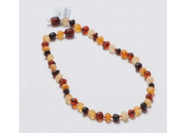 Collier d'ambre cerise et cognac clair et foncé mat